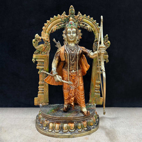 12.7 Inches Brass Ram Idol – A beautifully crafted brass statue of Lord Ram, symbolizing strength, beauty, and devotion. Ideal for home decor, temple settings, and spiritual worship. India’s Largest Pooja Accessories Brand – www.satvikworld.com