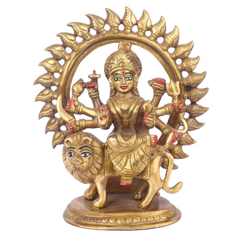 8.0 Inch Divine Sherawali Mata in a Round Frame – Exquisite Brass Idol of Goddess Sherawali Mata, Symbolizing Power, Protection, and Divine Blessings. Handcrafted with Intricate Detailing, Perfect for Temple, Home Decor, and Spiritual Worship. Ideal for Puja, Mandir Decoration, and Bringing Blessings of Strength and Peace to Your Space | India’s Largest Pooja Accessories Brand – www.satvikworld.com