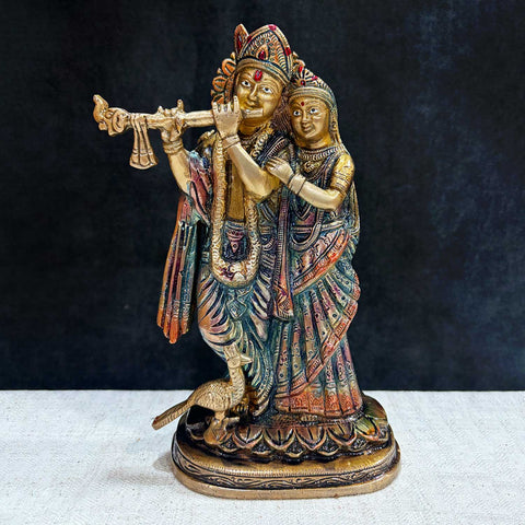 9 Inch Radha Krishna Idol – Exquisite Brass Statue of Lord Krishna and Radha, Embodying Eternal Love, Devotion, and Divine Bliss. Handcrafted with Intricate Detailing, Perfect for Temple, Home Decor, and Spiritual Worship. Ideal for Puja, Mandir Decoration, and Bringing Blessings of Peace, Harmony, and Spiritual Growth to Your Space | India’s Largest Pooja Accessories Brand – www.satvikworld.com
