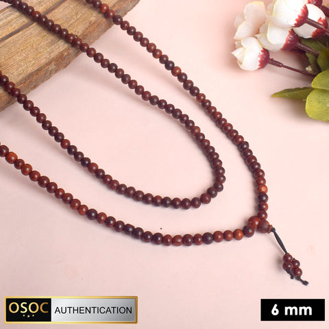 Certified 6mm 100% Original Authentic Red Sandalwood Jap Mala from Andhra Pradesh for Meditation and Japa. 
India’s Premium Jap Mala Store - www.satvikworld.com