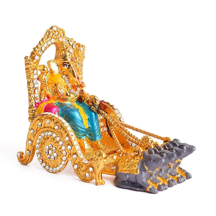 Metal Ganpati on Rath Statue Puja Store Online Pooja Items Online Puja Samagri Pooja Store near me www.satvikworld.com