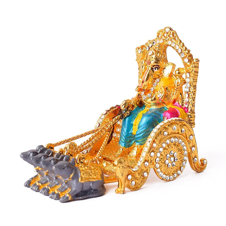 Metal Ganpati on Rath Statue Puja Store Online Pooja Items Online Puja Samagri Pooja Store near me www.satvikworld.com