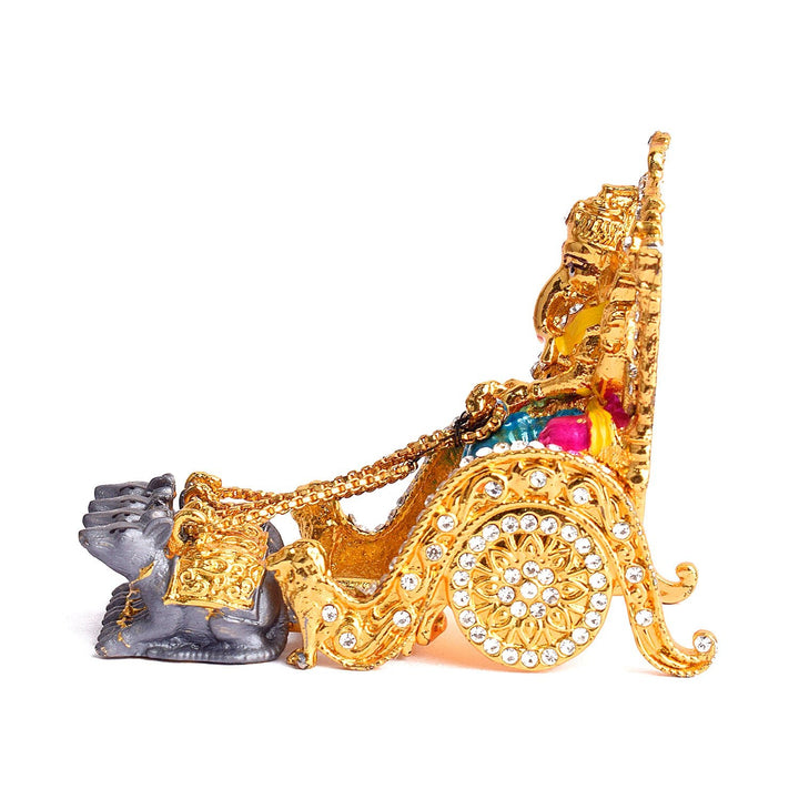 Metal Ganpati on Rath Statue Puja Store Online Pooja Items Online Puja Samagri Pooja Store near me www.satvikworld.com
