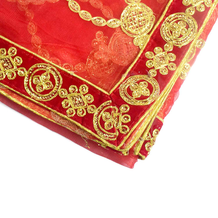 "Red and Gold Mata Chunri – 210 cm x 100 cm"
Enhance your pooja ceremonies with this Pink and Gold Mata Chunri, measuring 210 cm x 100 cm. Featuring gold paisley motifs and a detailed red border, it is perfect for Devi pooja, mandir decoration, and festive rituals like Navratri and Diwali.
Shop now at satvikworld.com for authentic Indian pooja essentials across the USA.