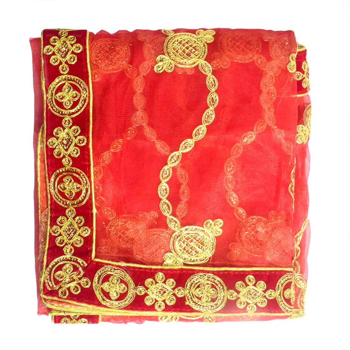 "Red and Gold Mata Chunri – 210 cm x 100 cm"
Enhance your pooja ceremonies with this Pink and Gold Mata Chunri, measuring 210 cm x 100 cm. Featuring gold paisley motifs and a detailed red border, it is perfect for Devi pooja, mandir decoration, and festive rituals like Navratri and Diwali.
Shop now at satvikworld.com for authentic Indian pooja essentials across the USA.