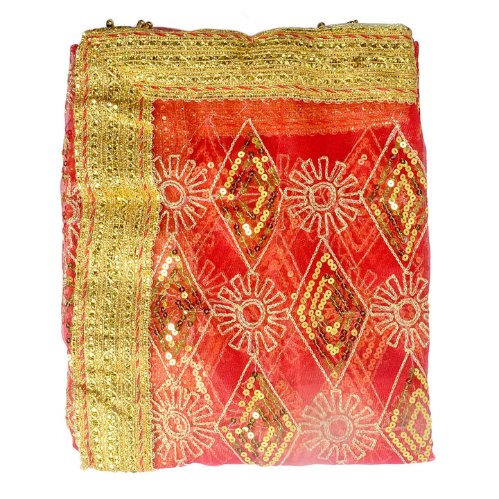 "Red and Gold Mata Chunri – 190 cm x 110 cm"
Enhance your pooja ceremonies and festive decor with this Pink and Gold Mata Chunri, measuring 190 cm x 110 cm. Featuring gold diamond patterns and floral motifs, it is perfect for Devi pooja, mandir decoration, and religious ceremonies like Navratri and Diwali.
Shop now at satvikworld.com for authentic Indian pooja essentials across the USA.
