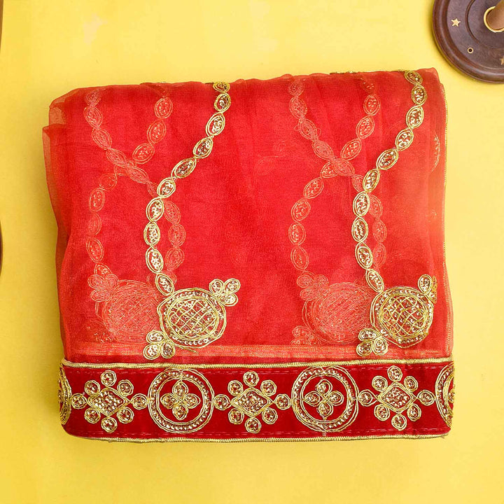 "Red and Gold Mata Chunri – 210 cm x 100 cm"
Enhance your pooja ceremonies with this Pink and Gold Mata Chunri, measuring 210 cm x 100 cm. Featuring gold paisley motifs and a detailed red border, it is perfect for Devi pooja, mandir decoration, and festive rituals like Navratri and Diwali.
Shop now at satvikworld.com for authentic Indian pooja essentials across the USA.