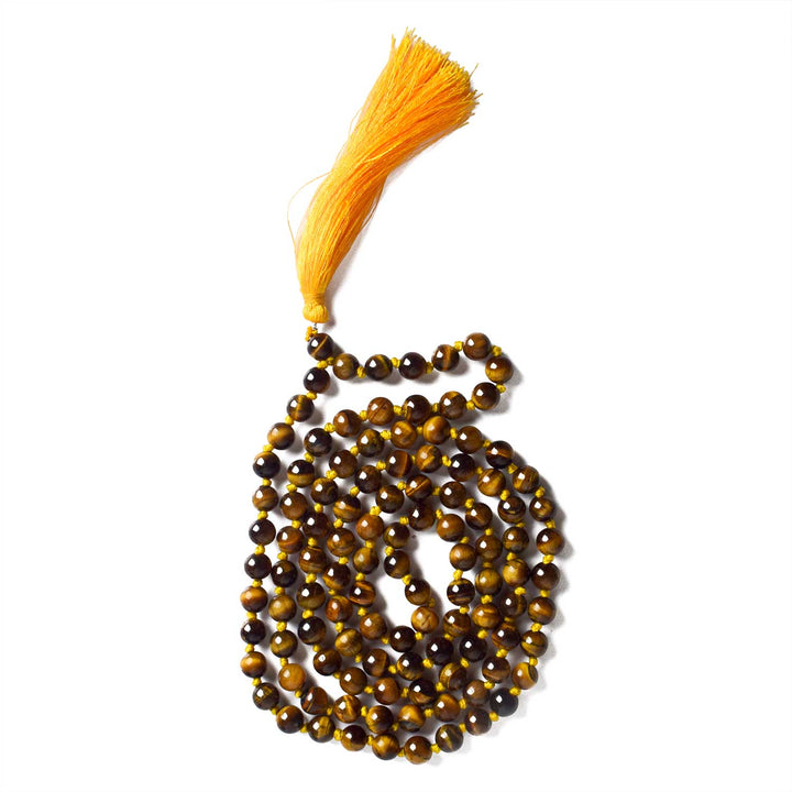 108 Beads Tiger Eye Hakik Mala – A powerful mala for confidence, protection, and success in meditation and daily life. India’s Premium Hakik Jap Mala Store - www.satvikworld.com