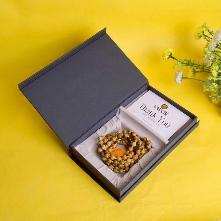 Picture Jasper Hakik Mala with 108 Beads – Natural Stone Mala for Harmony, Grounding, and Spiritual Connection.