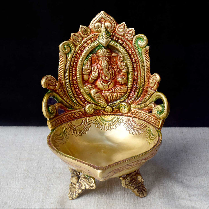7.1 Inch Brass Ganesh Diya – Traditional Hindu Oil Lamp for Puja, Mandir Decoration, and Spiritual Home Decor | India’s Largest Pooja Accessories Brand – www.satvikworld.com