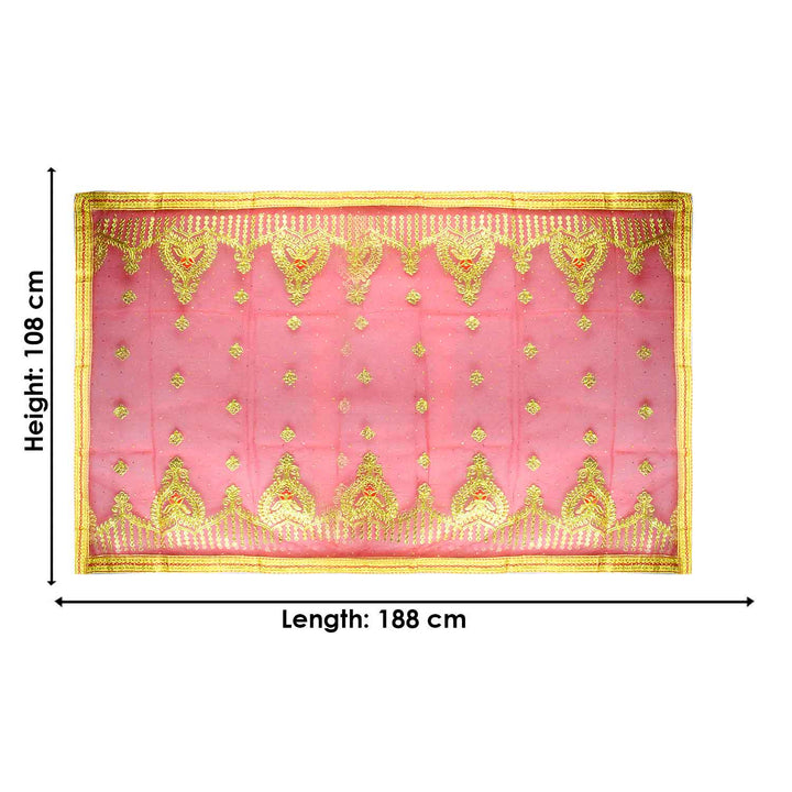 Enhance your spiritual rituals with this Pink and Gold Chunri, measuring 188 cm (74 inches) in length and 108 cm (42.5 inches) in height. Adorned with intricate golden motifs and decorative patterns, this divine prayer cloth is perfect for Devi pooja, temple decoration, or religious ceremonies. Ideal for Navratri, Diwali, Karva Chauth, and special occasions, it adds a sacred touch to your home mandir or altar.
🛍️ Shop now  on Satvikworld.com for authentic Indian puja essentials.
