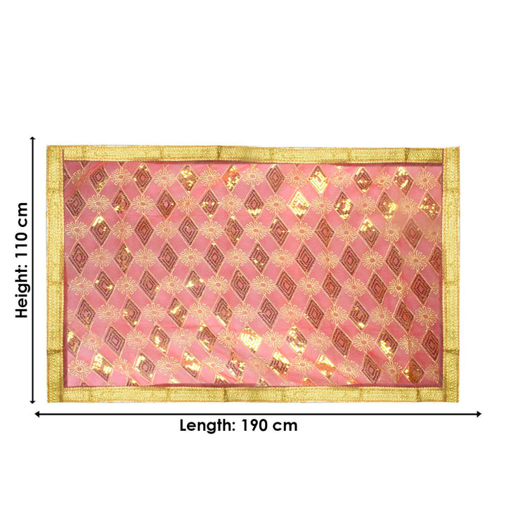 "Red and Gold Mata Chunri – 190 cm x 110 cm"
Enhance your pooja ceremonies and festive decor with this Pink and Gold Mata Chunri, measuring 190 cm x 110 cm. Featuring gold diamond patterns and floral motifs, it is perfect for Devi pooja, mandir decoration, and religious ceremonies like Navratri and Diwali.
Shop now at satvikworld.com for authentic Indian pooja essentials across the USA.