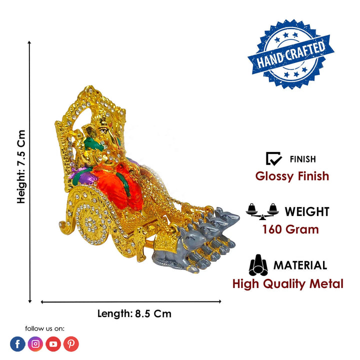 Metal Ganpati on Rath Statue Puja Store Online Pooja Items Online Puja Samagri Pooja Store near me www.satvikworld.com
