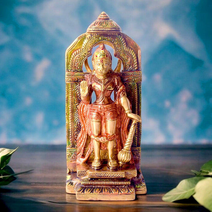Elegant Brass Hanuman Idol in Standing Pose, Showcasing the Divine Strength and Courage of Lord Hanuman. Handcrafted with Intricate Detailing, Perfect for Temple, Pooja, and Home Décor. A Symbol of Devotion, Protection, and Unwavering Faith, Ideal for Invoking Divine Blessings and Spiritual Peace. India’s Largest Pooja Accessories Brand – www.satvikworld.com