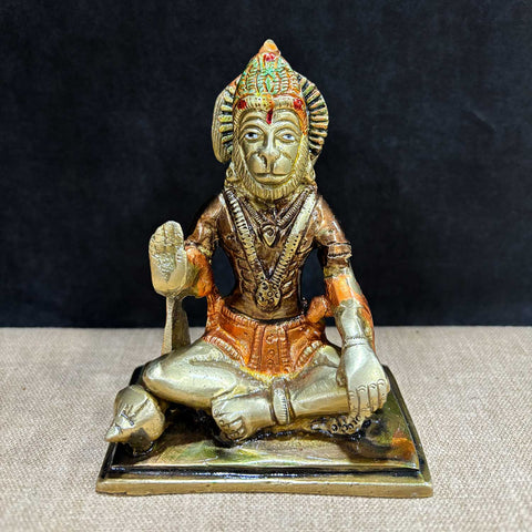 4.5-inch eternal brass Hanuman idol, exquisitely crafted to embody strength, devotion, and protection. Perfect for worship, home décor, or spiritual gifting. India’s Largest Pooja Accessories Brand – www.satvikworld.com
