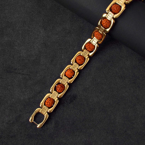 Gold Plated Rudraksha Bracelet with Premium PVD Coating – Spiritual and Stylish Wristwear from Satvikstore.in India’s Largest Pooja Accessories Brand - www.satvikworld.com