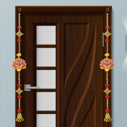 Handcrafted Lotus and Swastik Wall Hanging with Decorative Bell for Auspicious Festival Home Decoration. India’s Largest Pooja Accessories Brand – www.satvikworld.com