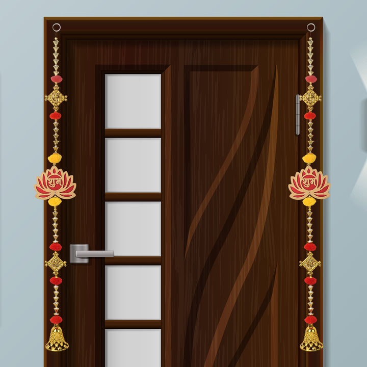 Handcrafted Lotus and Swastik Wall Hanging with Decorative Bell for Auspicious Festival Home Decoration. India’s Largest Pooja Accessories Brand – www.satvikworld.com