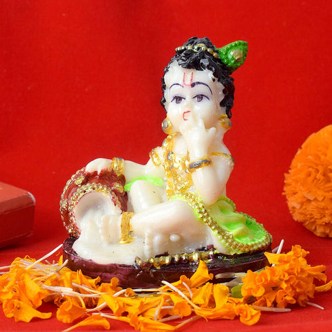 Marble Laddu Gopal Statue of Lord Krishna, perfect for home temples and spiritual decor, showcasing the divine playfulness of Krishna. India’s Largest Pooja Accessories Brand – www.satvikworld.com