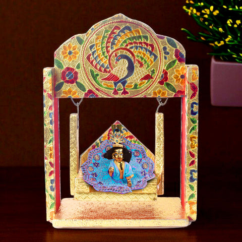 Meenakari Peacock Jhula for Laddu Gopal – Small Size with traditional enamel work – India’s Largest Pooja Accessories Brand – www.satvikworld.com