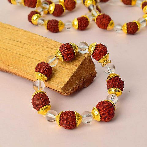 Natural dark brown Rudraksha bracelet with spiritual and healing properties, designed for daily wear and meditation.  India’s Premium Rudraksha Jap Mala Store- www.satvikworld.com