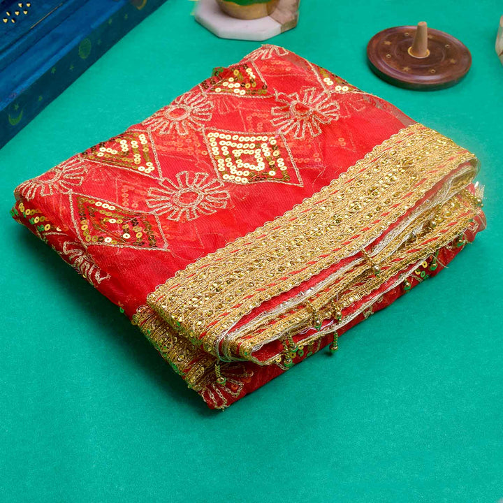 "Red and Gold Mata Chunri – 190 cm x 110 cm"
Enhance your pooja ceremonies and festive decor with this Pink and Gold Mata Chunri, measuring 190 cm x 110 cm. Featuring gold diamond patterns and floral motifs, it is perfect for Devi pooja, mandir decoration, and religious ceremonies like Navratri and Diwali.
Shop now at satvikworld.com for authentic Indian pooja essentials across the USA.