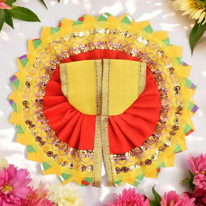 Vibrant Red-Yellow Laddu Gopal Dress – India’s Largest Pooja Accessories Brand – www.satvikworld.com