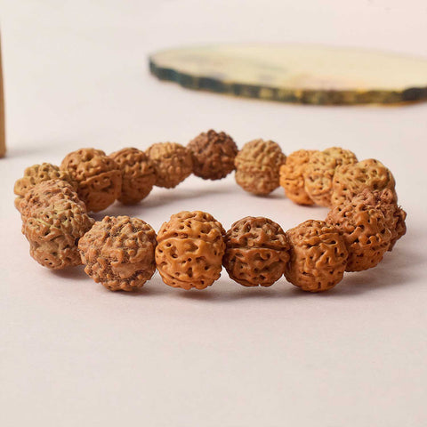Certified brown rudraksha bracelet with silver capping, worn for spiritual protection and healing. India’s Premium Rudraksha Jap Mala Store- www.satvikworld.com