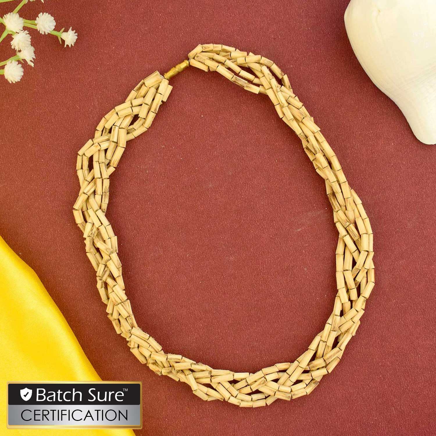 100% Original Tulsi Multi-Layer Twisted Kanti Mala made from sacred Tulsi beads, designed for spiritual protection and traditional wear. India’s Premium Jap Mala Store- www.satvikworld.com