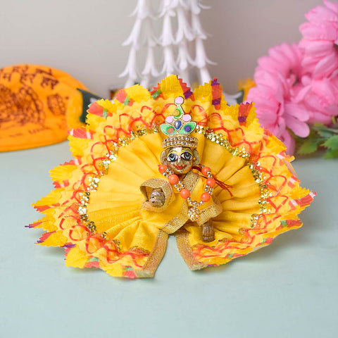 Radiant Yellow Laddu Gopal Dress with Golden Gota – India’s Largest Pooja Accessories Brand – www.satvikworld.com