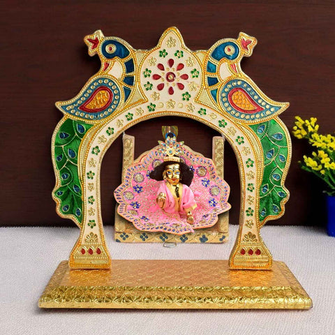 Majestic Golden Meenakari Jhula for Laddu Gopal – India’s Largest Pooja Accessories Brand – www.satvikworld.com