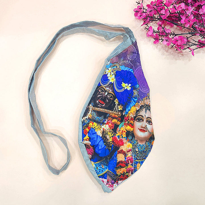 Assorted 100% cotton Radha Krishna digital printed jap mala bag for devotional use. India’s Largest Pooja Accessories Brand – www.satvikworld.com