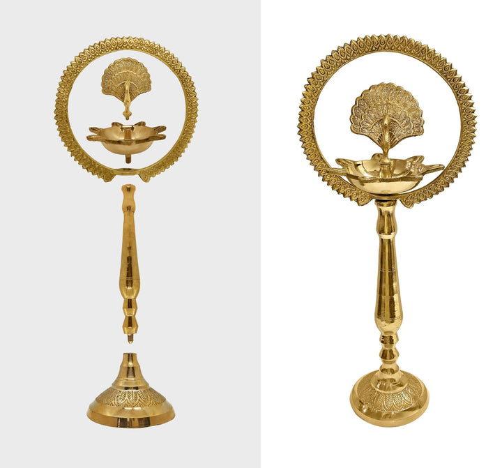 10 Inch Brass Mor Kiran Standing Diya Puja Store Online Pooja Items Online Puja Samagri Pooja Store near me www.satvikworld.com