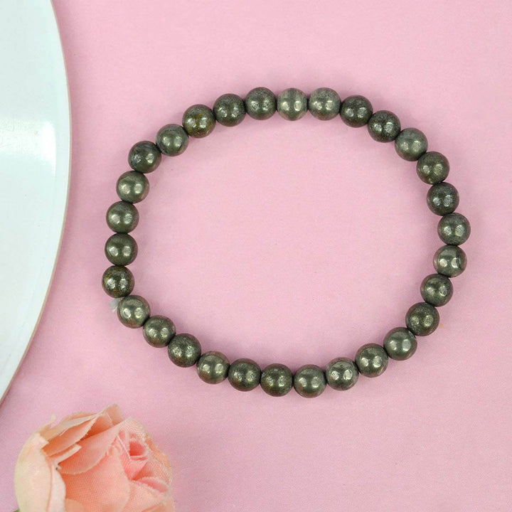 Authentic Pyrite Crystal Bracelet for Reiki Healing – 6 MM Beads for Energy, Abundance, and Protection. India’s Largest Pooja Accessories Brand – www.satvikworld.com