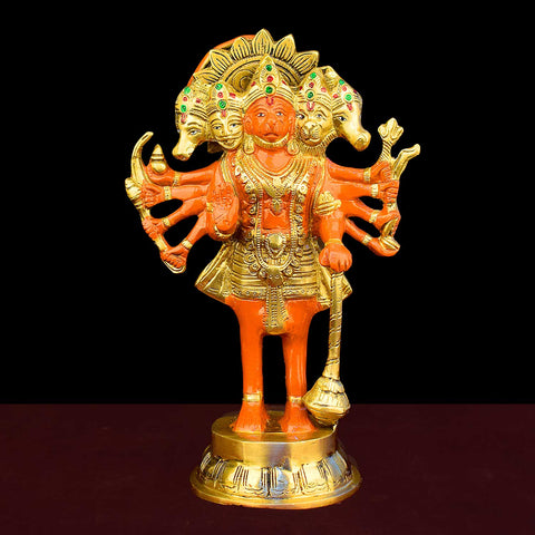 10.6 Inch Standing Kesari Nandan Hanuman Ji Brass Statue with fine detailing, symbolizing strength, devotion, and protection – perfect for pooja room, home temple, or as a spiritual gift. No.1 Brass Idol Store www.satvikworld.com