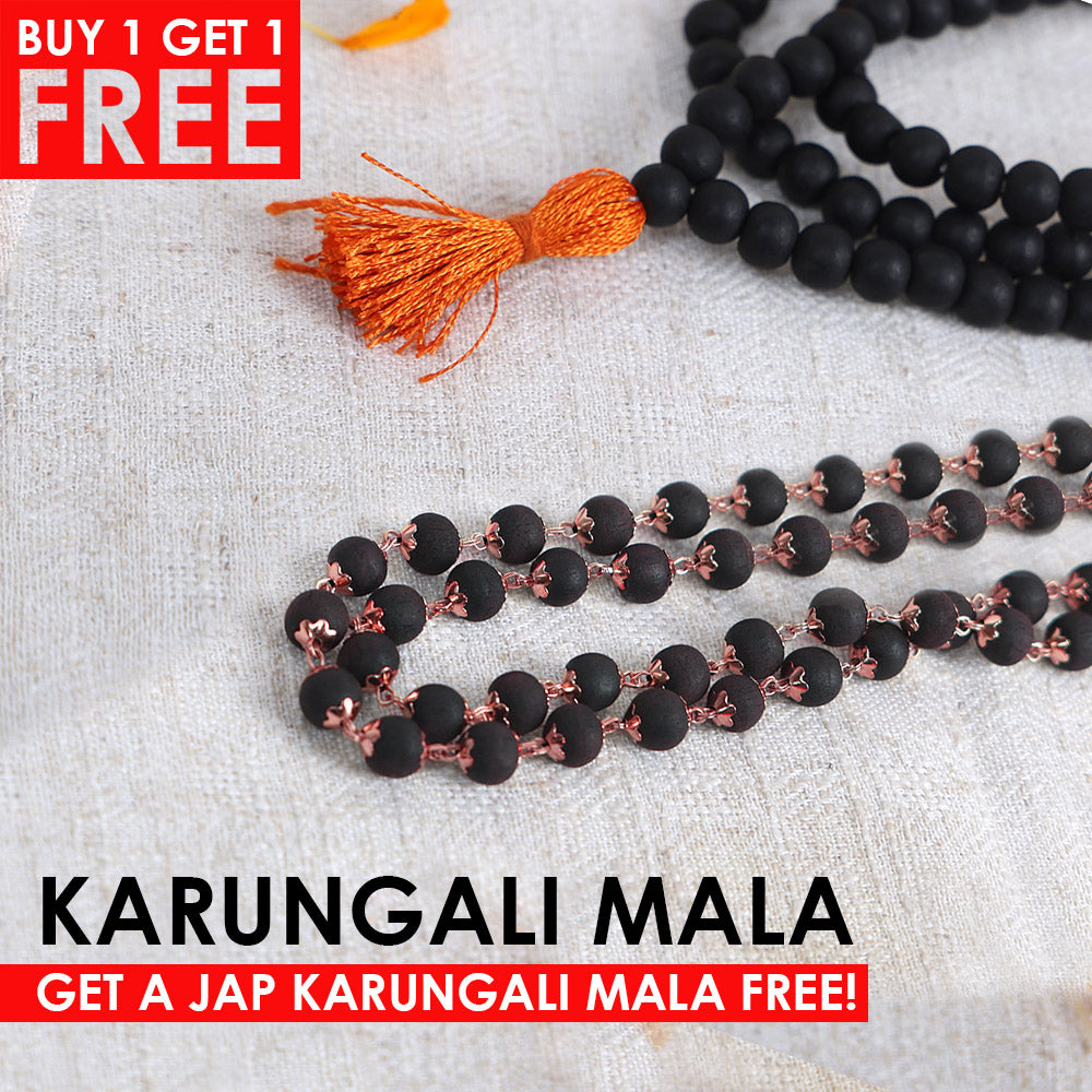100% Original Govt. Certified 8mm Karungali Mala with Copper Capping for Spiritual Protection. India’s Largest Pooja Accessories Brand - www.satvikworld.com