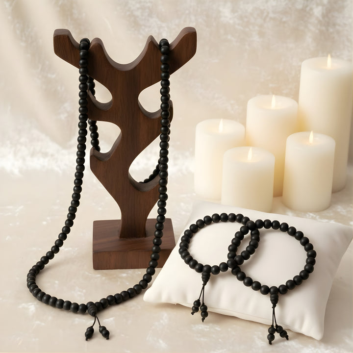 100% original and government certified 8mm Karungali mala with Sumeru bead, crafted for spiritual protection, meditation, and positive energy. India’s Premium Jap Mala Store - www.satvikworld.com