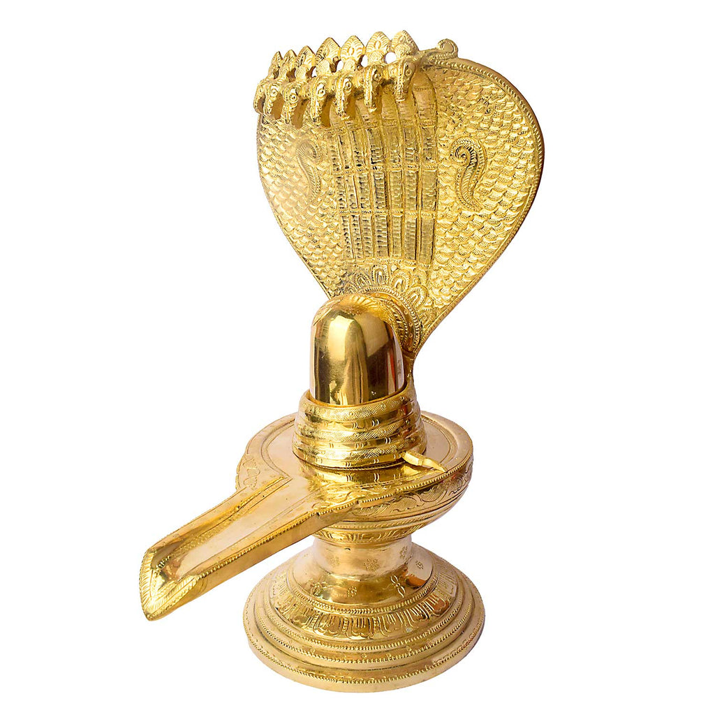 14.2 Inch Brass Shiva Ling with Nag Hood – A divine, intricately designed statue of Lord Shiva’s sacred Lingam with a Nag Hood. Perfect for Shivratri celebrations, worship, and enhancing your spiritual space. India’s Largest Pooja Accessories Brand – www.satvikworld.com