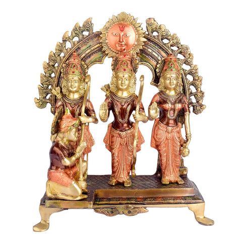 15.7 Inch Graceful Ram Darbar in Brass Brass Statue featuring intricate detailing, perfect for spiritual home decor, temple worship, and devotional gifting. India’s Largest Brass Idols Brand - www.satvikworld.com
