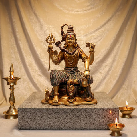 18.5 Inch Handcrafted Brass Statue of Lord Shiva