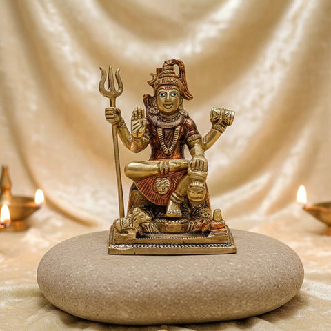 6 Inch Elegant Lord Shiva Sculpture for Home – Divine Brass Statue of Lord Shiva, Symbolizing Meditation, Peace, and Spiritual Power, Perfect for Home Decor, Temple, and Spiritual Worship, Handcrafted with Intricate Detailing for a Sacred Touch, Ideal for Puja and Mandir Decoration, Buy Lord Shiva Sculpture Online, Affordable God Statue Prices | India’s Largest Pooja Accessories Brand – www.satvikworld.com