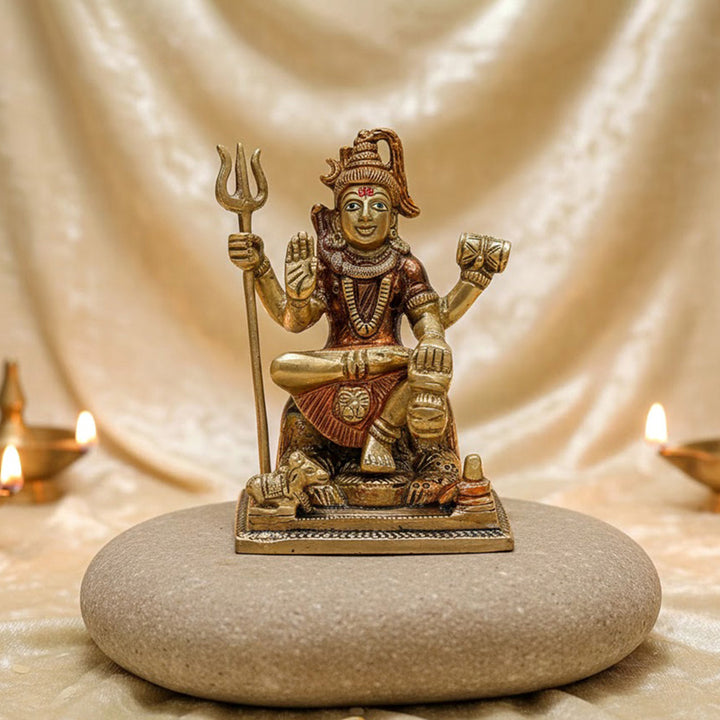 6 Inch Elegant Lord Shiva Sculpture for Home – Divine Brass Statue of Lord Shiva, Symbolizing Meditation, Peace, and Spiritual Power, Perfect for Home Decor, Temple, and Spiritual Worship, Handcrafted with Intricate Detailing for a Sacred Touch, Ideal for Puja and Mandir Decoration, Buy Lord Shiva Sculpture Online, Affordable God Statue Prices | India’s Largest Pooja Accessories Brand – www.satvikworld.com