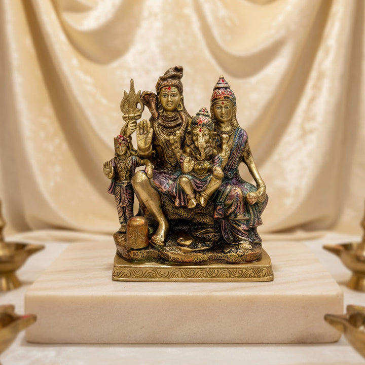 8 Inch Beautiful Shiv Parivaar Statue for Divine Energy – A Handcrafted Brass Idol of Lord Shiva, Parvati, Ganesha, and Kartikeya, Representing Unity and Sacred Family Bond. Ideal for Pooja, Mandir, or Home Decor. India’s Largest Pooja Accessories Brand – www.satvikworld.com