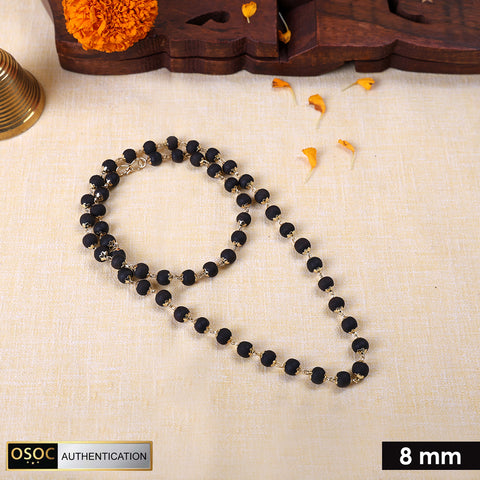 Govt. Certified Karungali Ebony Mala with Golden Brass Cap for Spiritual and Meditation Use. India’s Premium Jap Mala Store - www.satvikworld.com
