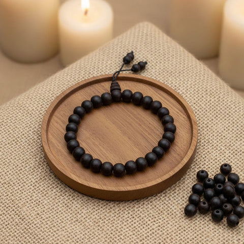 8mm Govt. Certified Karungali Bracelet with Matt Finish made from Original Ebony Wood for Strength, Protection, and Spiritual Energy.India’s Largest Pooja Accessories Brand – www.satvikworld.com