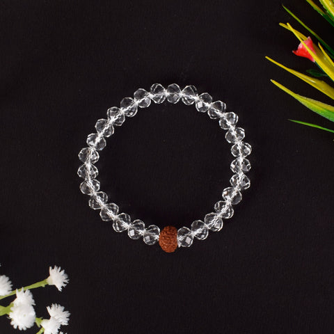 9 Mukhi Rudraksha Bracelet with Sphatik Crystal Beads for Protection and Energy. India’s Largest Pooja Accessories Brand - www.satvikworld.com