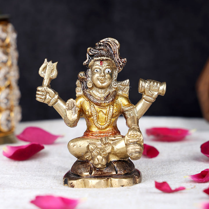 3.5 inch brass Lord Shiva idol for meditation and spirituality, handcrafted Mahadev murti for home temple and devotion No.1 Brass Idol Store www.satvikworld.com
