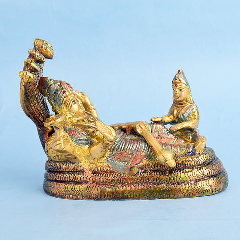 3.9 inch small brass Vishnu Laxmi murti for home mandir, daily puja, prosperity, wealth, and divine blessings. India’s Largest Pooja Accessories Brand – www.satvikworld.com
