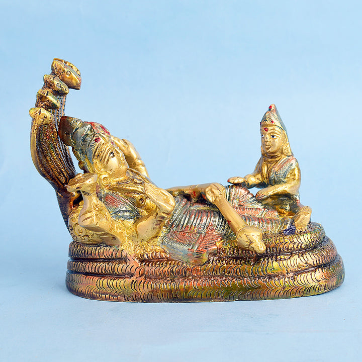 3.9 inch small brass Vishnu Laxmi murti for home mandir, daily puja, prosperity, wealth, and divine blessings. India’s Largest Pooja Accessories Brand – www.satvikworld.com
