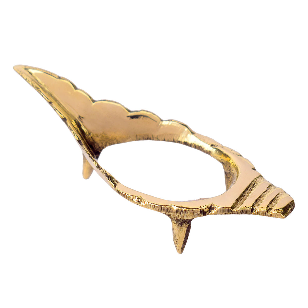 4 inch elegant brass Shankh stand featuring a polished finish and stable base, ideal for placing conch shells during puja rituals and home decor. India’s Largest Pooja Accessories Brand – www.satvikworld.com